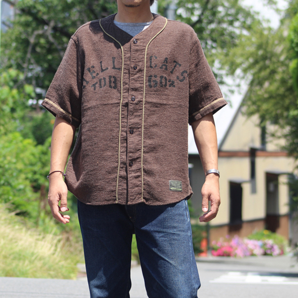 貴重　50’s メイプル ベースボールシャツ 猫目ボタン USA製 COLIMBO Doolittle Base Ball Shirt =Custom “HELL CATS”= - モーリー